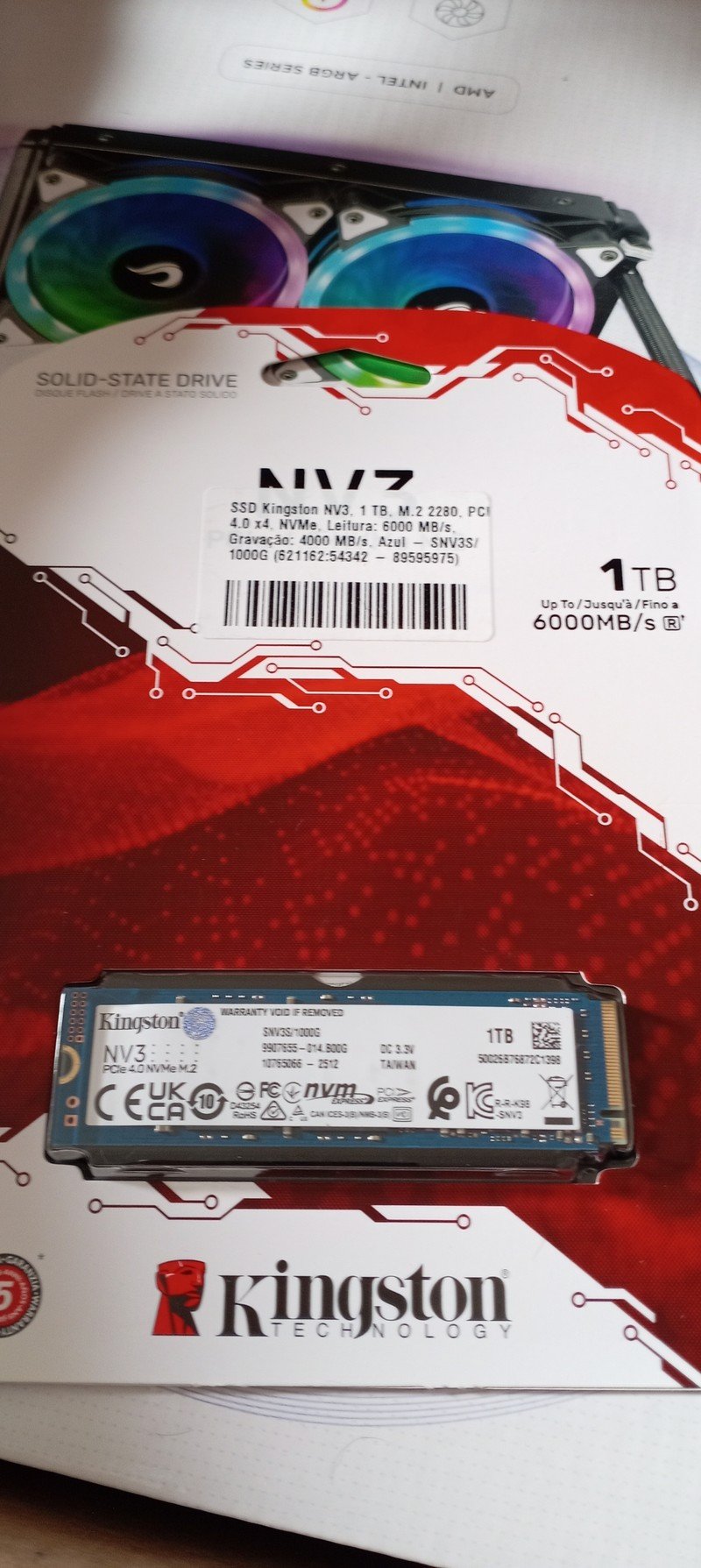 SSD Kingston NV3, 1 TB, M.2 2280, PCIe 4.0 x4, NVMe, Leitura: 6000