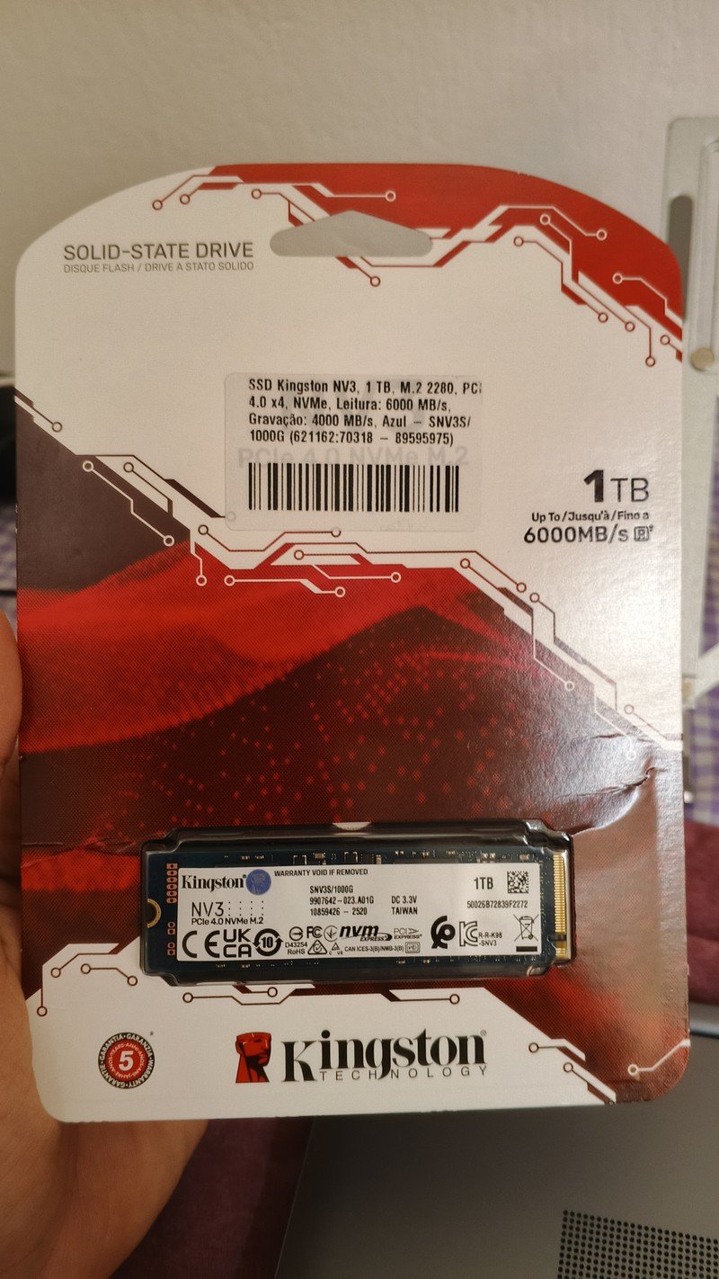 SSD Kingston NV3, 1 TB, M.2 2280, PCIe 4.0 x4, NVMe, Leitura: 6000