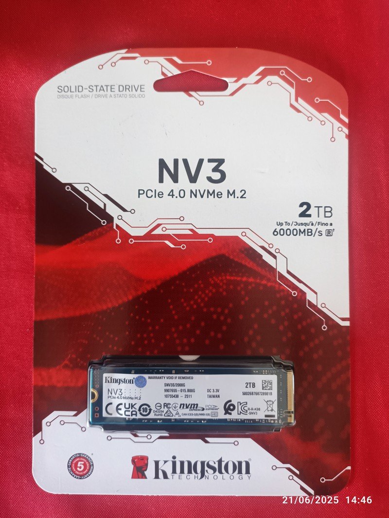 SSD Kingston NV3, 2TB, M.2 2280, PCIe 4.0 x4, NVMe, Leitura: 6000