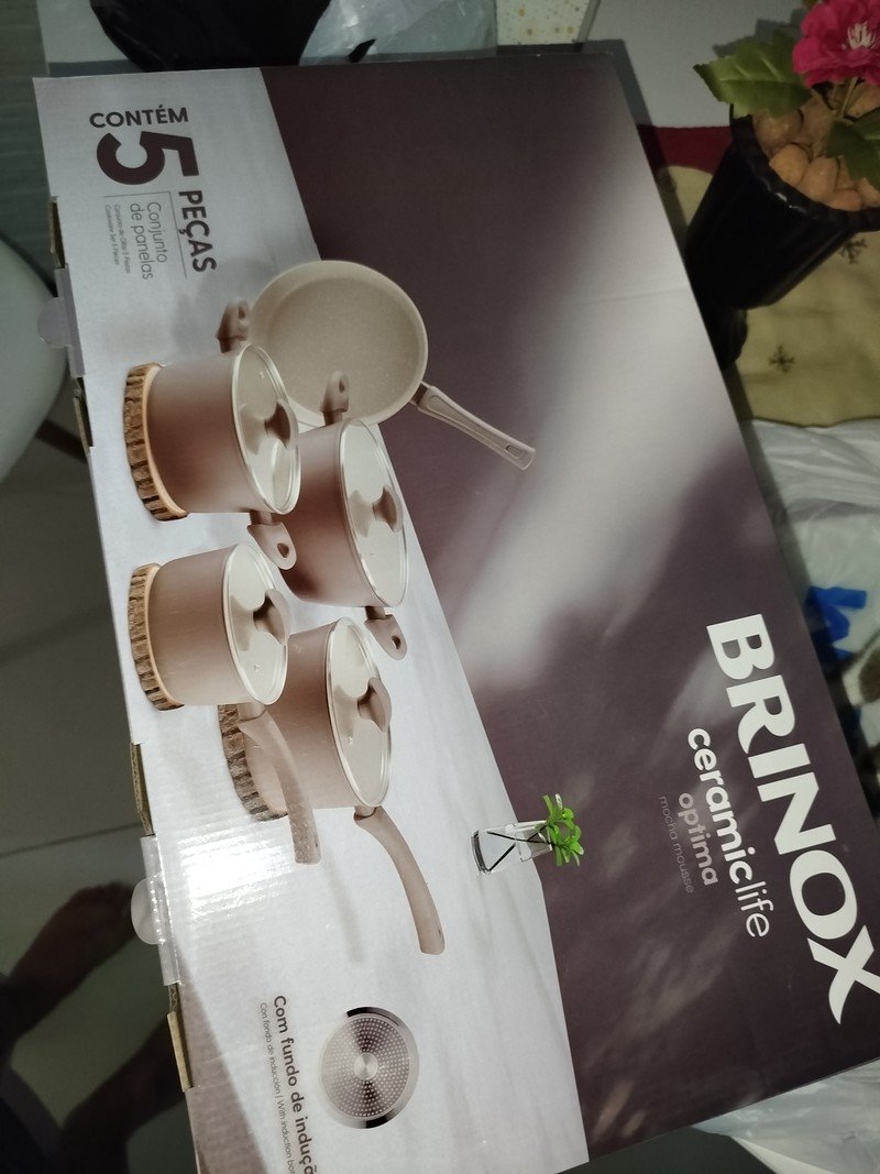 Jogo de Panelas Brinox Mocha Mousse 5 Peças Optima Ceramic Life