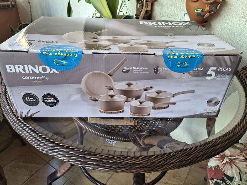 Jogo de Panelas Brinox Mocha Mousse 5 Peças Optima Ceramic Life
