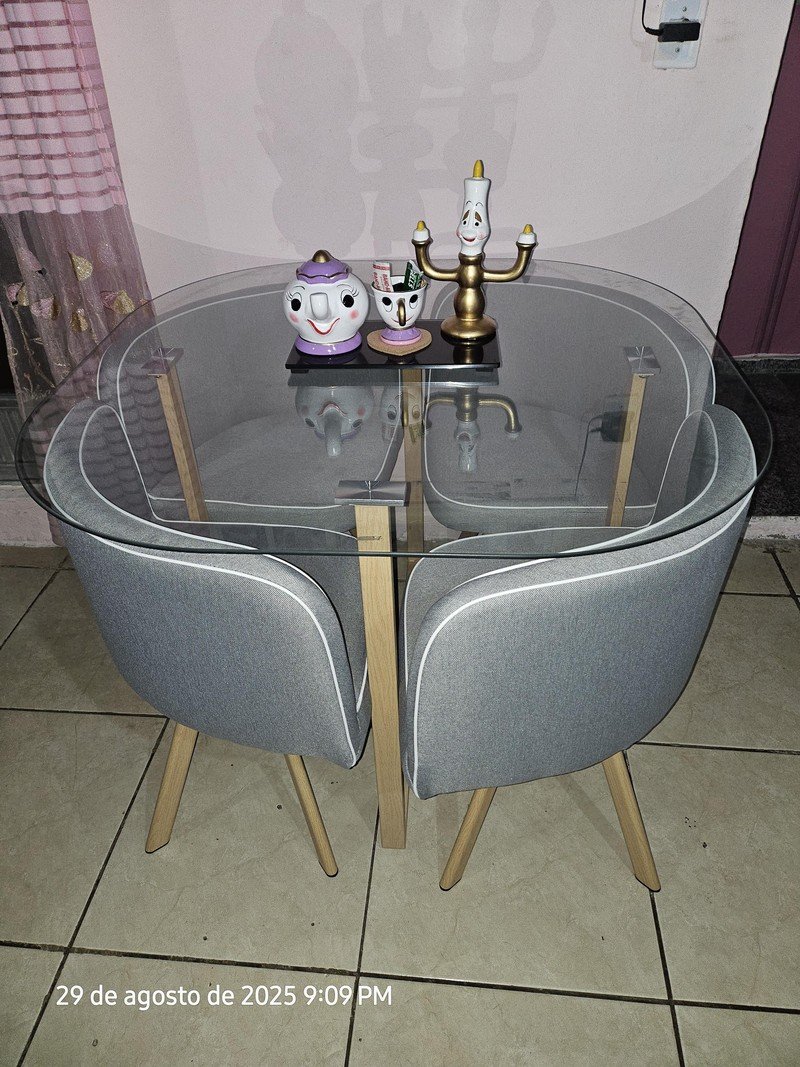 Conjunto Mesa de Jantar Pizza Graph 5 Peças Just Home Collection